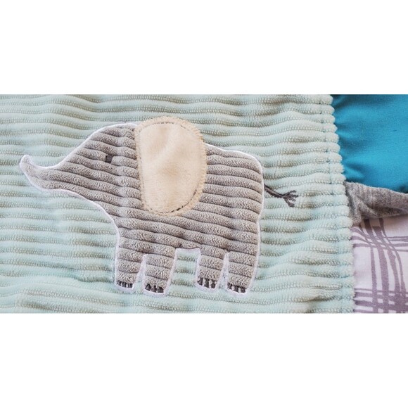 Modern Baby Blue Elephant Security Blanket Teether Crinkle Lovey Sensory Tags - Picture 7 of 8